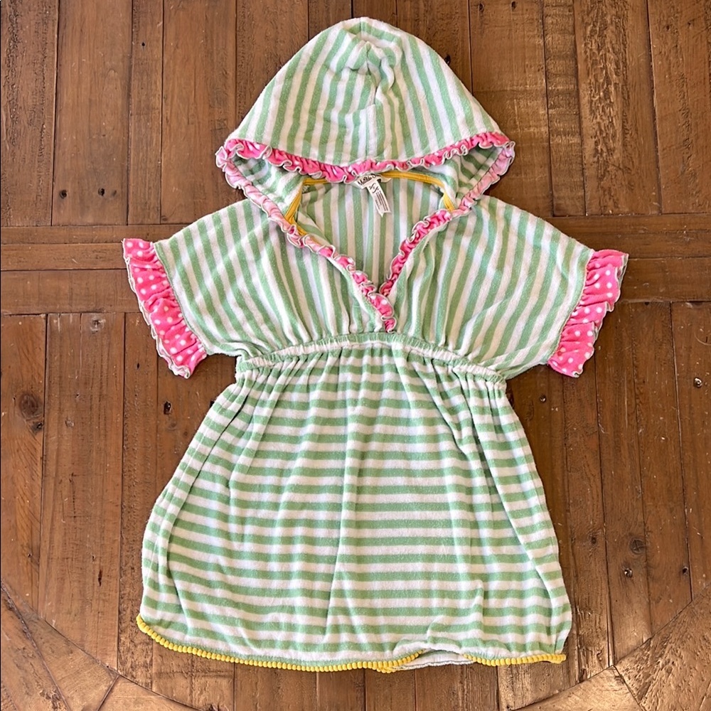 Matilda Jane Green and Pink Striped Kids Swim Coverup